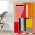 thumbnail image 2 of Extra Long Shower Curtain 72x96 Inch, Pink Red Orange Shower Curtain Waterproof Bathroom Decor Modern Abstract Oil Painted Geometric Fabric Bath Curtain Set Accessories with Hooks, 2 of 6