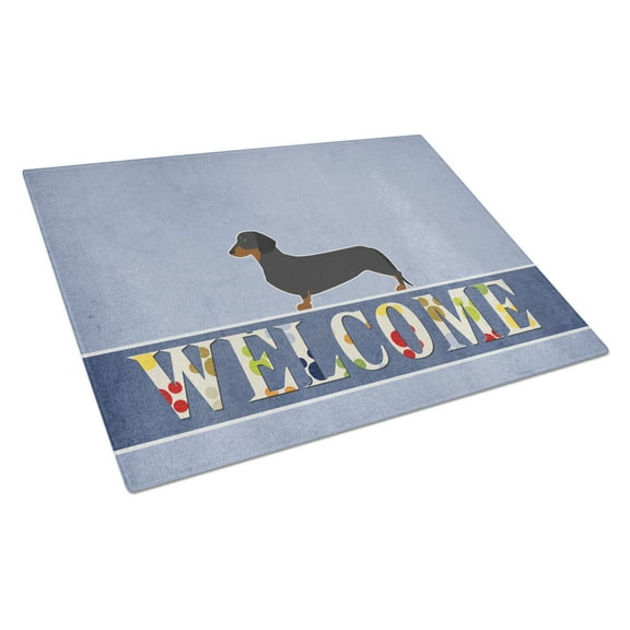 Caroline's Treasures Dachshund Welcome Glass Cutting Board Large