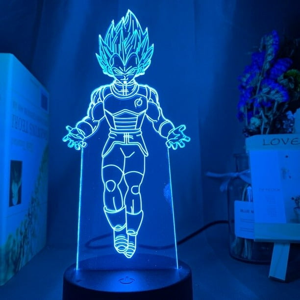 Anime Goku Vegeta 3D Led Night Light Dragon Ball Z lámpara de mesa para niños, decoración de la habitación de la cama, regalos de cumpleaños y Navidad para niños