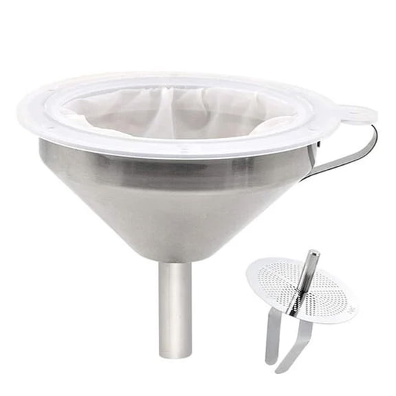 5 Inch 304 SS Kitchen Funnel with Fine Mesh Filter - Durable Liquid Transfer Tool for Food Safety