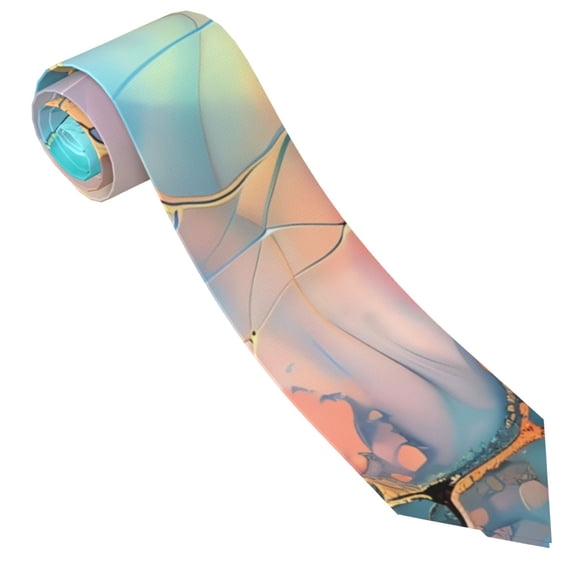 Xecao Pastel Abstract Fluid Art Print Tie For Men Necktie Woven Jacquard Neck Ties,Classic Men's Tie