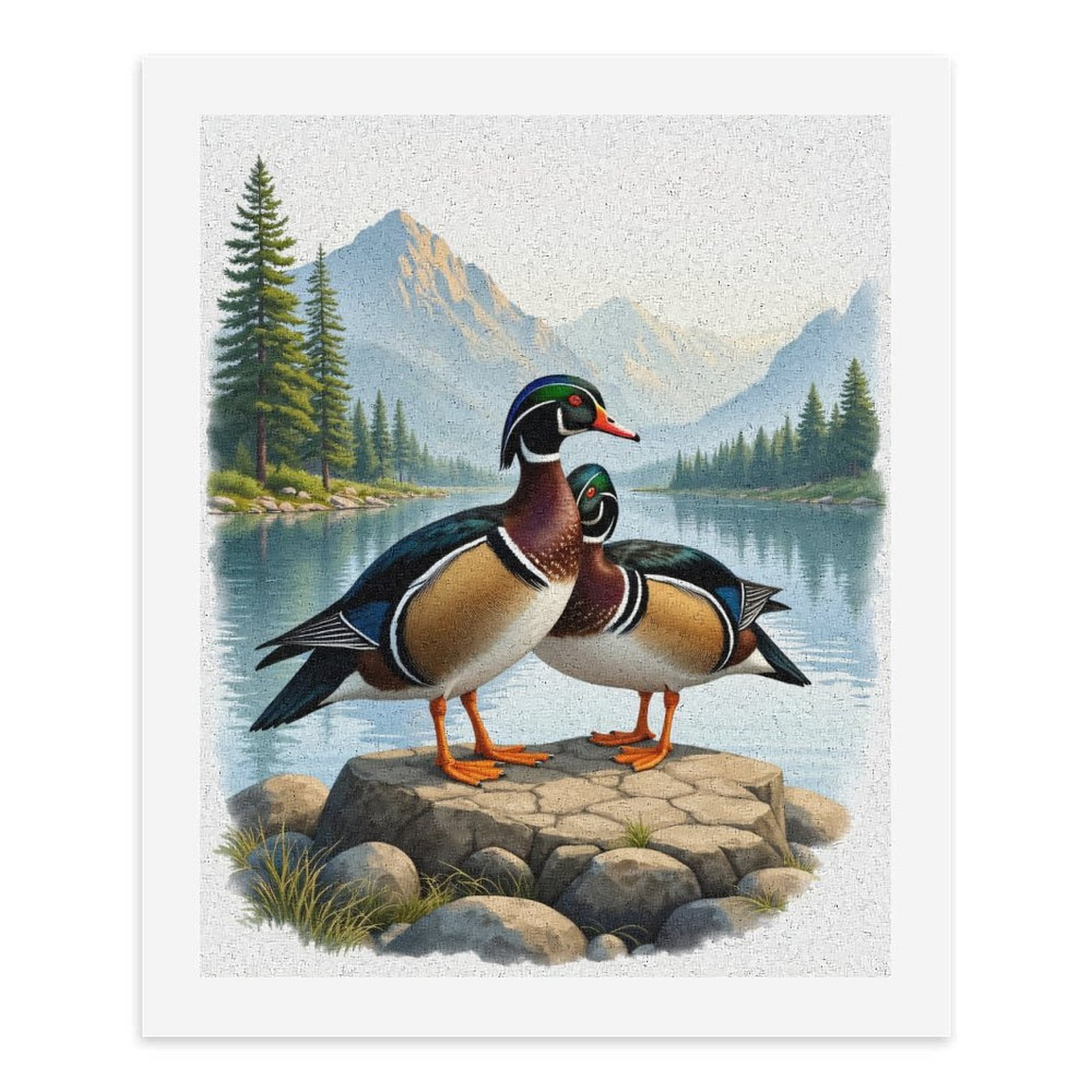 Paint by Numbers Kit for Adults, Ducks On Rocky Lakeside Scenery Paint by Numbers, Easy Paint by Numbers Kit for Adults Beginner, DIY Adult Paint by Number Kits on Canvas, Home Decor