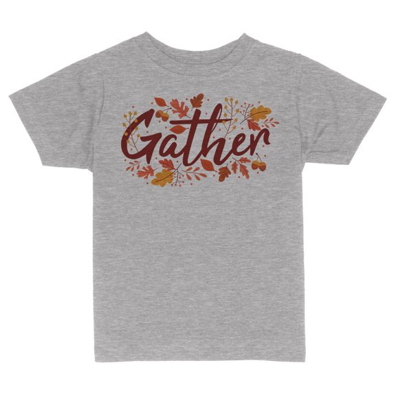 TeesAndTankYou Gather Thanksgiving Toddler Kids T-Shirt 2T Heather Grey