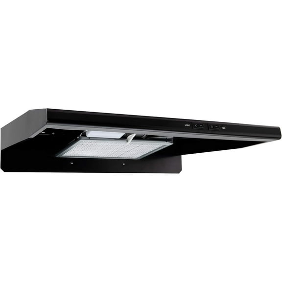 SEYATPOOL RV Stove Range Hood Vent with Light | 22" | Exhaust Fan | Black or Stainless Steel (Black)