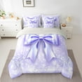 thumbnail image 2 of Manfei Cartoon Purple Ribbon Bedding Comforter Set 7-Piece, Princess Bowknot Bow King Bedding Sets, Teen Boy Girl Kid Reversible Bed Sheets, Lightweight Room Decor, 2 of 7