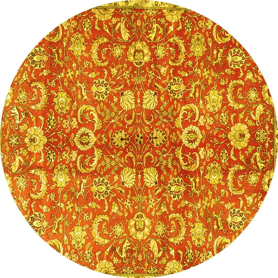 Ahgly Company Indoor Round Persian Yellow Traditional Area Rugs, 4' Round