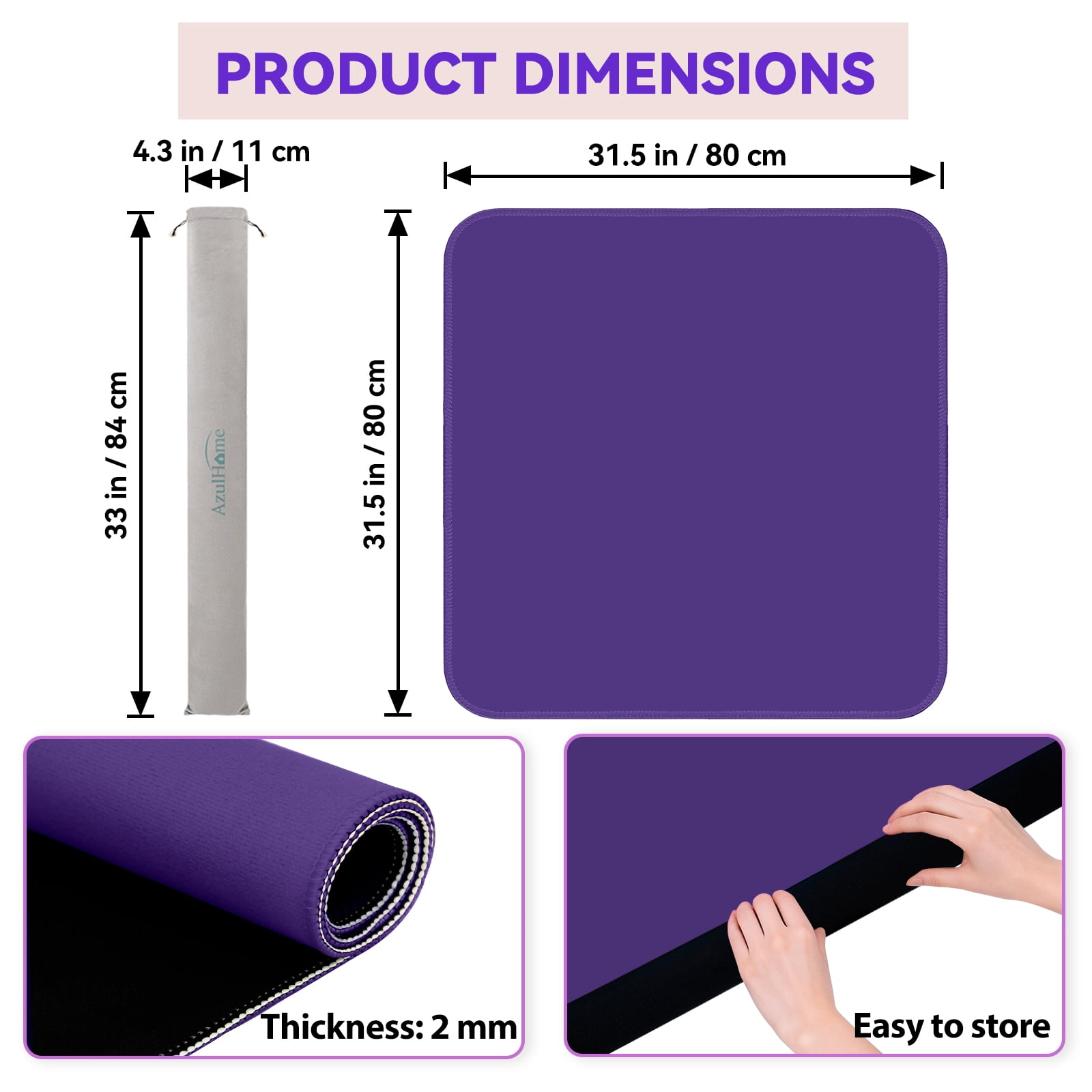 Noise Reducing Anti-Slip Table Cover Pad | Portable Game Mat for Mahjong, Poker, Cards, Dominoes with Carry Bag (Purple)