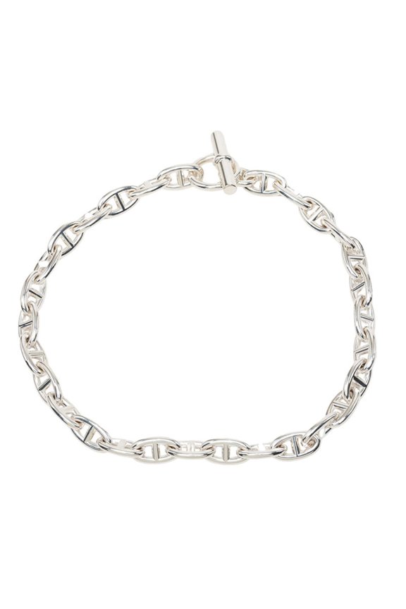 Pre-Owned Hermes Chaine d'Ancre GM Double Chain Bracelet Choker Necklace, 29 Links, SV925...