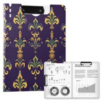 FORMRS A4 Clipboard Folder with Pen Holder Horizontal Foldable School Office Binder, Purple Flowers Pattern