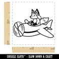thumbnail image 2 of Fox Flying an Airplane Plane Self-Inking Rubber Stamp Ink Stamper - Pink Ink - Small 1 Inch, 2 of 7