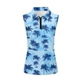 thumbnail image 2 of Uorisanigo Blue Palm Tree Womens Moisture Wicking Casual Tennis Activewear Size L Soft Sleeveless Hiking Running Workout Tops for Women Quarter Zip Pullover, 2 of 7