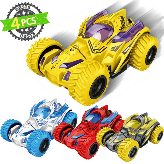 Toys Cars for Boys Friction Powered Push 4PC for Kids Ages 3 4 5 Year Old Friction Powered Mini Push and Go Car Truck Playset