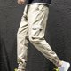 thumbnail image 1 of Pantalones largos para hombre, informales, lisos, con bolsillo, cintura elástica, para exteriores, con cordón ajustable, para trabajo, 1 of 4