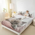 thumbnail image 4 of Feelyou Kawaii Cat Kitten Twin Sheet Sets, Cute Cartoon Animal Twin Fitted Sheet, Teens Kids Boys Girls Flat Sheet, Luxury Bedroom Decor, 3-Piece, 4 of 7