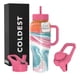thumbnail image 1 of Vaso más frío con asa y tapa con pajita | Taza de viaje con botella de agua de acero inoxidable reutilizable aislada con 3 tapas | Regalos para mujeres él ella | Colección ilimitada (36 oz, vibracione, 1 of 5
