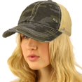thumbnail image 2 of CC Everyday Distressed Trucker Mesh Summer Vented Baseball Sun Cap Hat (Camouflage Black), 2 of 4
