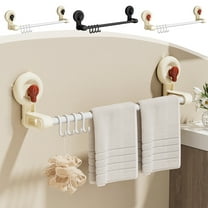 Viflosae Towel Holders Shower Racks for Inside Shower Suction Cup Towel Rack Punch Free Bathroom Rod with Hooks Bathroom Storage Rack Bath Towel Storage Rack