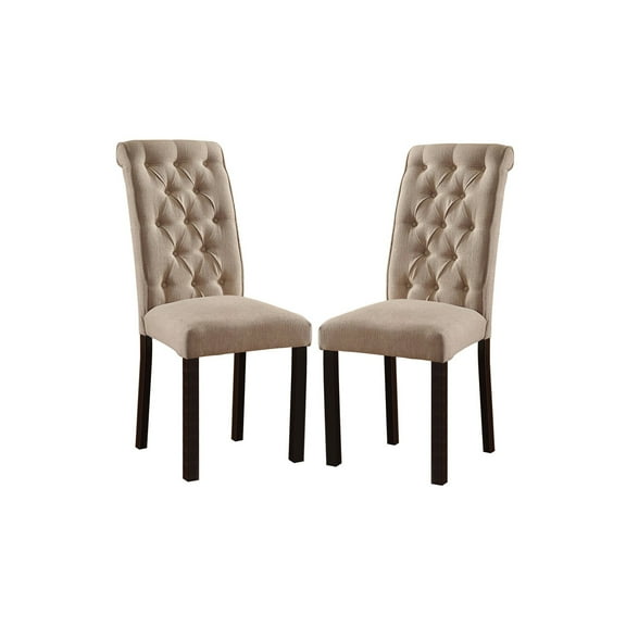Benjaza 18" Transitional Fabric & Wood Side Chair in Black/Ivory (Set of 2)