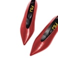thumbnail image 2 of FSJ Women Pointed Toe Slip on Pumps V Cut Low Spool Heels Comfortable Business Daily Dress Shoes Size 12 Red, 2 of 4