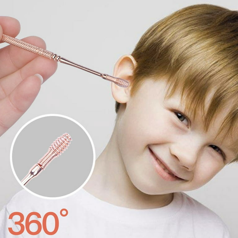 Alexsix Dual Head Spring Ear Cleaner 3 Pack Stainless Steel Ear Cleaning Tool Ear Wax Removal Tool for Kids and Adults