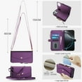 thumbnail image 4 of For iPhone 16 Pro Crossbody Wallet Phone Case,Magnetic Detachable Flip,With Wrist Strap&Shoulder Strap,Zipper Pocket,Card Holder,Compatible with Mag-Safe,PU Leather Shockproof Case,Purple, 4 of 8
