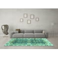 thumbnail image 3 of Ahgly Company Indoor Round Abstract Turquoise Blue Modern Area Rugs, 3' Round, 3 of 4