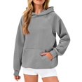 thumbnail image 1 of Womens Oversized Hoodies Waffle Sweatshirts Fall Fashion Pullover Sweaters Winter Clothes Gray XXL, 1 of 9