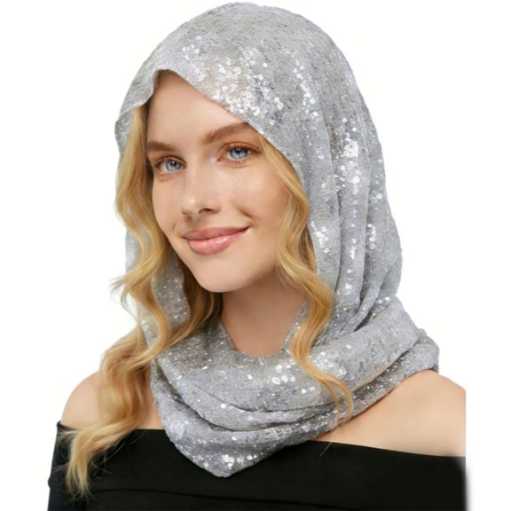 Giaone Fashionable Sequined Scarf Head Cover for Female Single Layer Headgear Scarf
