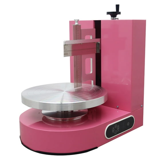4-12 Inch Cake Cream Spreading Coating Smearing Machine Automatic Cake Plastering Machine Electric Cake Decorating Spreader Adjustable Speed Pink
