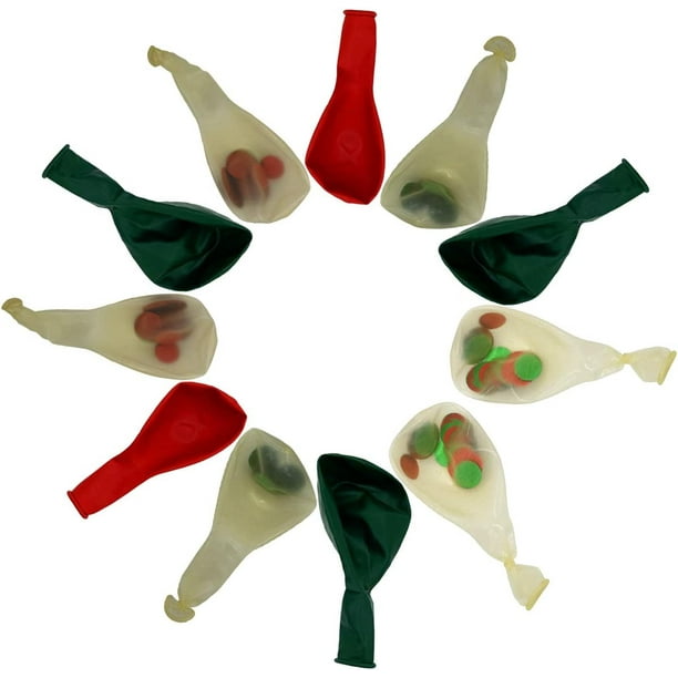 100 decoraciones de fiesta de globos de Navidad de 1 pulgada, globo de papel de color verde rojo, globo de látex, decoraciones de cumpleaños de vacaciones de Año Nuevo de Navidad (verde) LingWen 9024715177940
