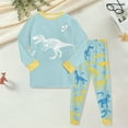 thumbnail image 2 of Hessimy Toddler Boys Girls Spring Summer Cute Print 2Pcs Long Sleeve Shirt Tops Pants Shorts Sleepwear Pajamas Set, Shorts Sleep Set(Light Blue,4-5 Years), 2 of 5