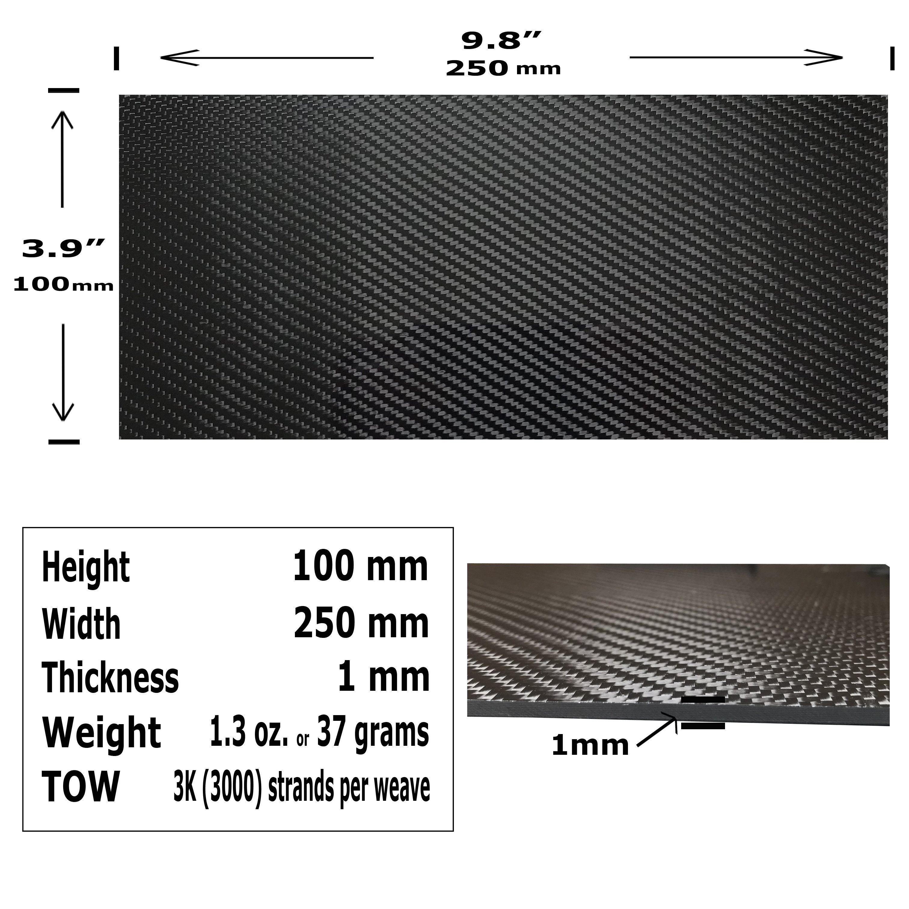 1 Carbon Fiber Plate - 100mm x 250mm x 3mm. 3K Tow - Nepal | Ubuy