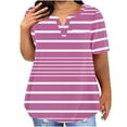 thumbnail image 2 of Yourumao Womens Plus Size Tunics Strpied Short Sleeve Tops Comfy V Neck Shirts Loose Solid Color Tshirts Summer Casual Blouses with Pocket, 2 of 6