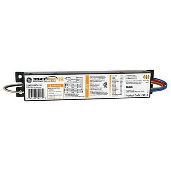 GE Lighting 74113 GE432MAX347-H 347-Volt UltraMax Electronic Fluorescent T8 Multi-Volt Instant Start Ballast 4 F32T8 Lamps