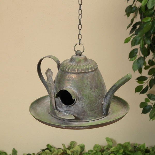 10.6'L Metal Hanging Teapot Birdhouse