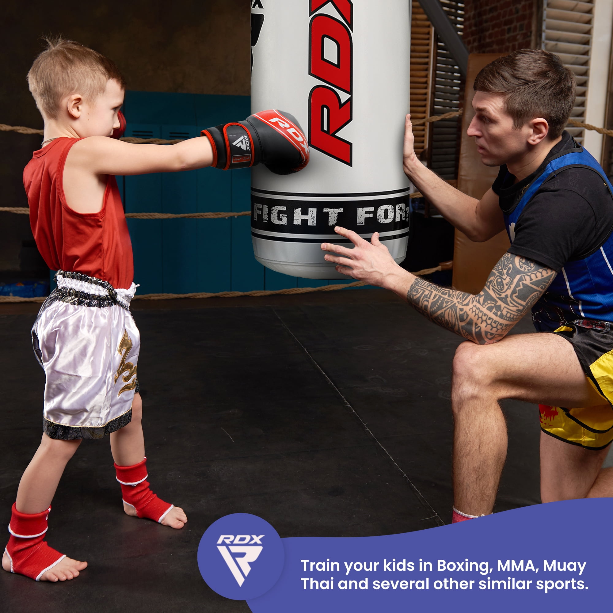 RDX Boxing Gloves for Kids, Maya Hide Leather Junior Champions Punching Training Gloves for Boxing, MMA, Muay Thai Gloves with Ventilated Palm