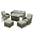 thumbnail image 4 of Ovios 7 Pieces Patio Furniture Set Outdoor Conversation All-Weather Rattan Sectional Sofa with Fire Pit Table & Swivel Chairs, 4 of 12