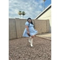 thumbnail image 4 of CASSIE LIZ Plus Size Women's Dress 2X Flutter Trim Sleeves Tunic Dress Floral Square Neck Bow Strap Dress Blue Lantern Sleeves Casual Loose Fits Dress For Summer 2XL 18W 20W, 4 of 5