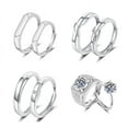 thumbnail image 6 of Women Adjustable Open Ring Heart Bow Wave Design Copper Electroplated Micro Zircon Inlaid Anniversary Couple Ring, 6 of 6