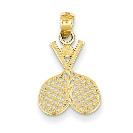 14k Yellow Gold Double Tennis Racquet Pendant