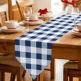 thumbnail image 2 of Navy Blue Plaid Table Runner Linen Burlap Table Runner 48 Inches Long Spring Farmhouse Buffalo Checkered Dresser Scarves for Kitchen Island Coffee Dining Party Wedding Banquet Holiday Decor 13"x48", 2 of 8