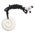 thumbnail image 2 of 81stgeneration Handmade Necklace Round Koru Carved Bone Pendant with Tribal Engravings - Maori Style Jewellery - Black Cord Surfer Necklace for Women - Men's Natural Bone Necklace, 2 of 5