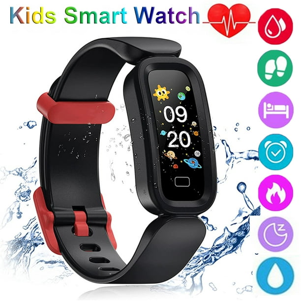 Kids Smart Watch, Fitness Tracker Tracker IP68 Waterproof Smartwatch, for Kids Fitness Watch with Pedometer, Heart Rate Alarm Clock, Black - Walmart.com