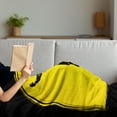 thumbnail image 3 of Kung Fu Soft Flannel Fleece Throw Blanket, Bicolour Design Eastern Martial Art Posed Man Silhouette on Moon Round, Cozy Plush for Indoor and Outdoor Use, 50" x 60", Yellow Charcoal Grey, by Ambesonne, 3 of 5