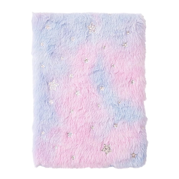 Fluffy Notebook, A5 Notebook Fuzzy Journal Cute Plush Covered Diary Notepad Gradient Colored Writing Drawing Note Taking80 Pages