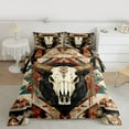 thumbnail image 2 of Homewish Bull Skull Full Size Comforter Sets 3-Piece for Female Men Adults,Bohemian Tribal Aztec Bedding Comforter Set,Western Theme Lightweight Bedding Sets,Ultra Soft Home Decor,Reversible, 2 of 8
