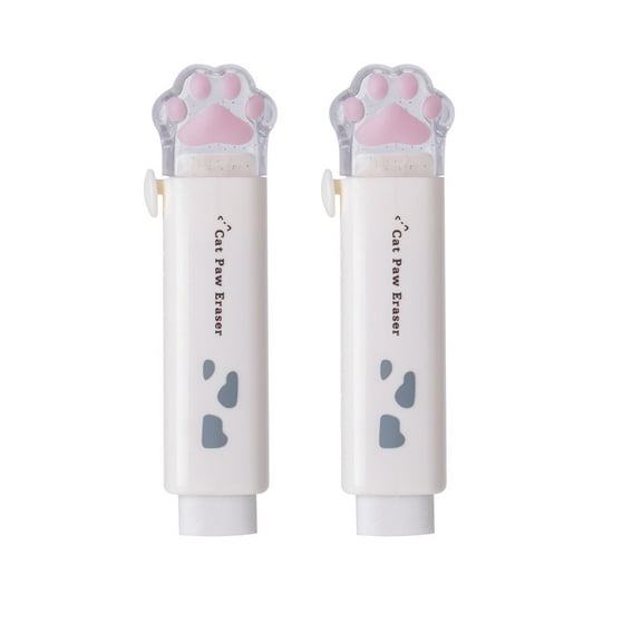 TOPRenddon 2 Pcs Cat Paw Shaped Retractable Erasers, Cute Rubber, Push-Pull Rubber Eraser for Writing Office Supplies