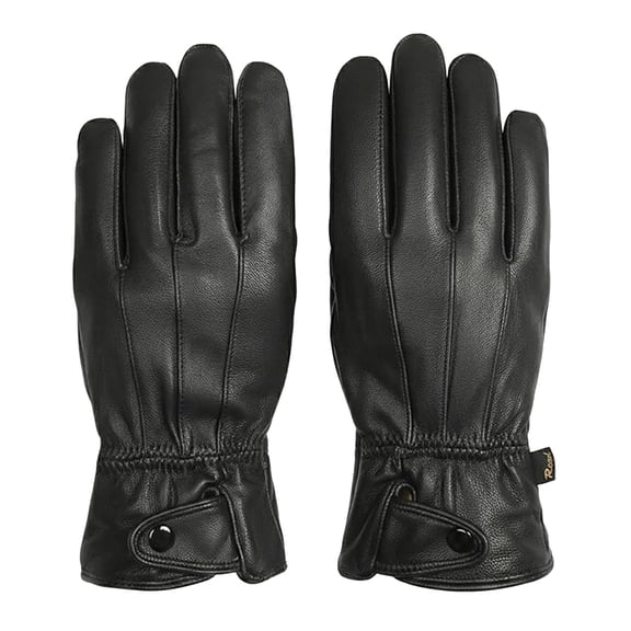 LGCASL Clearance! Mens Gloves，Gloves for Men，Mens Winter Gloves，Mens Leather Gloves Mens Winter Black Leather Gloves for Driving Dress Real Sheepskin Leather Warm Fleece Lined Gloves- Black