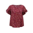 thumbnail image 4 of GRACE & GRANDEUR Women's Plus Size Tops Floral Print Crew Neck Double Layer Ruffles Short Sleeve Summer Blouses 4X Red, 4 of 5