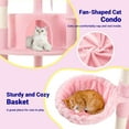 thumbnail image 6 of Allewie 73in Fan-Shaped Space-Saving Corner Cat Tower, Multi-Level Tall Cat Tree for Indoor Kitties, Cozy Baskets, Condos, House, Perches, Sisal Scratching Posts, Pink, 6 of 7